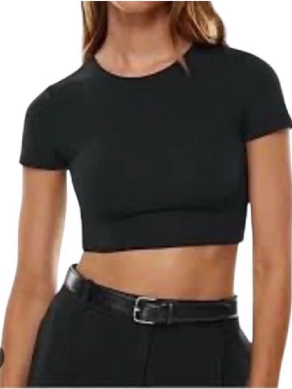 Black Women's Crop Tee — Classic Short Sleeve Top